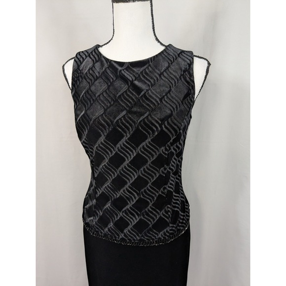 Vtg Black Velvet Dress Holiday Dropwaist Gatsby Old Money Whimsigoth Event A007 - Picture 2 of 9